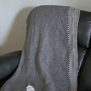 Gray and Cream Knit Throw Blanket